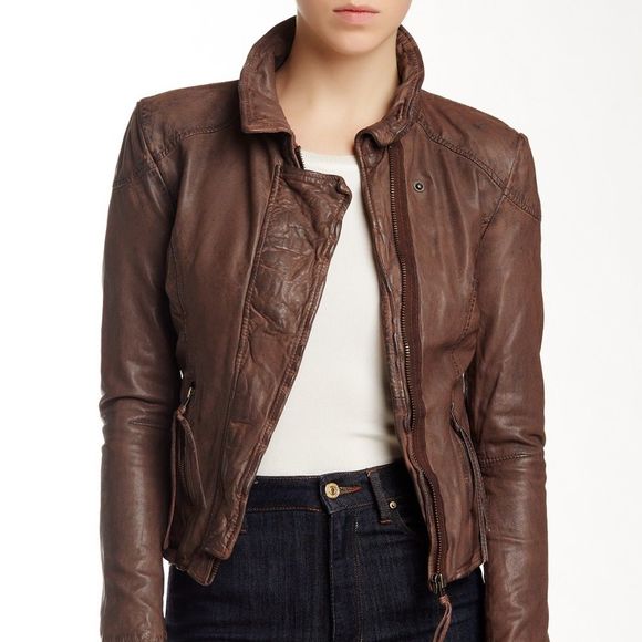 Muubaa Jackets & Blazers - Muubaa NWT Galaxi Leather Biker Jacket Blush